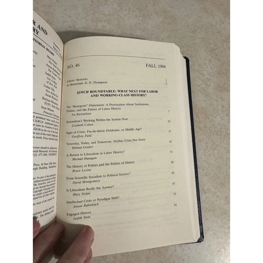 International Labor and Working-Class History Journal Bound Vol 43-45 1993-1994